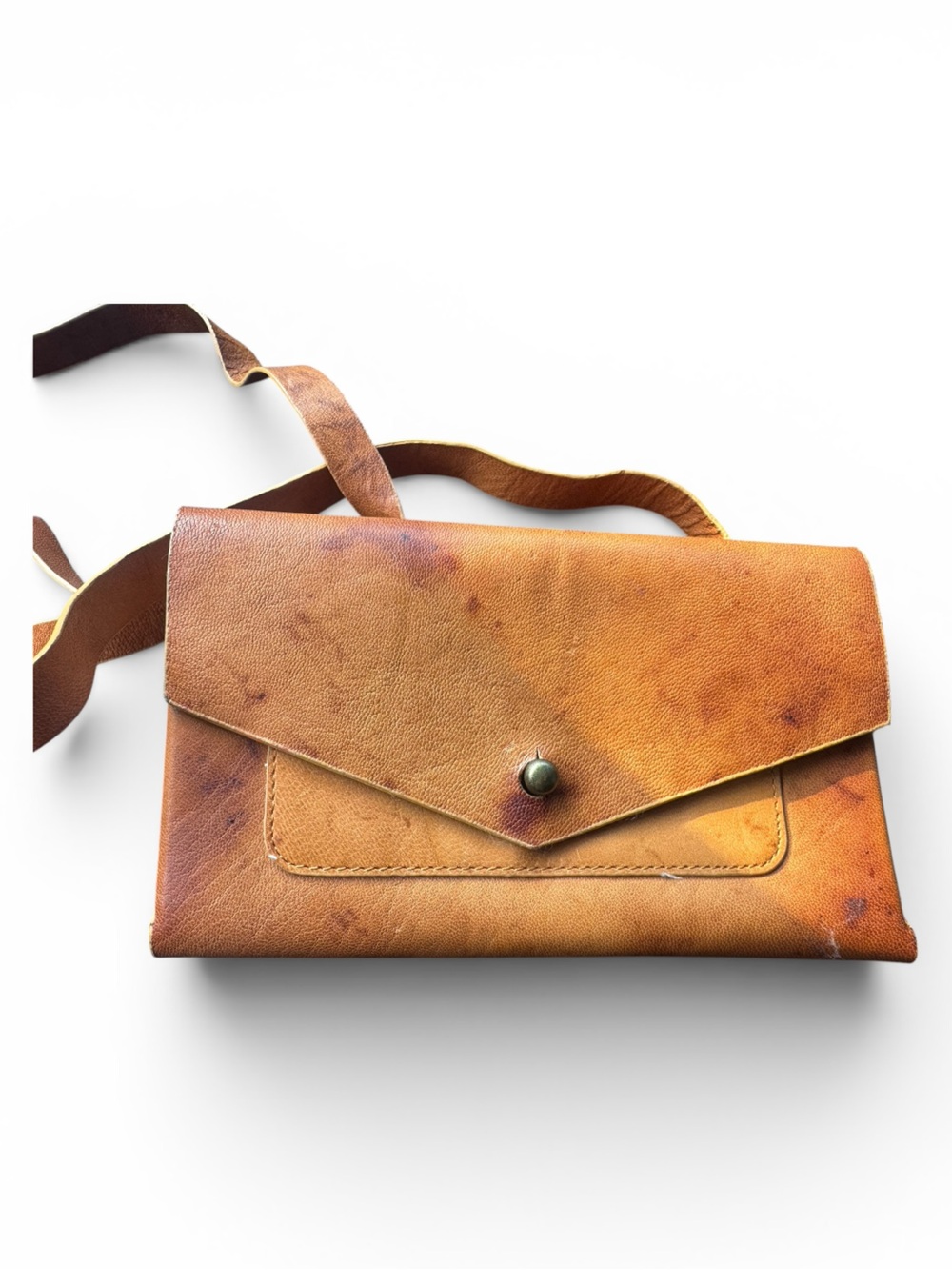 Noonday Collection Tan Leather Crossbody Envelope Bag